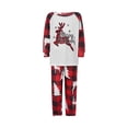 thumbnail image 2 of Christmas Family Matching Pajamas Set Plaid Letters Elk Print O-Neck Long Sleeve Tops+ Pyjama Trousers for Spring Fall, 2 of 10