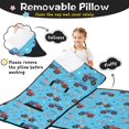 thumbnail image 3 of Monster Cartoon Truck Blue Pattern Teens Toddler Nap Mat with Pillow, Sleeping Mat Bag for Preschool Daycare 59"x22", 3 of 6