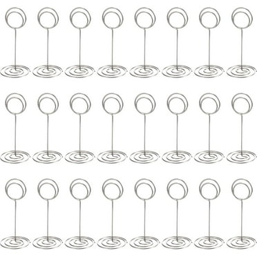24 Pack Table Number Holder Wedding Table Name Card Holder Clips Picture Memo Note Photo Stand (Silver)