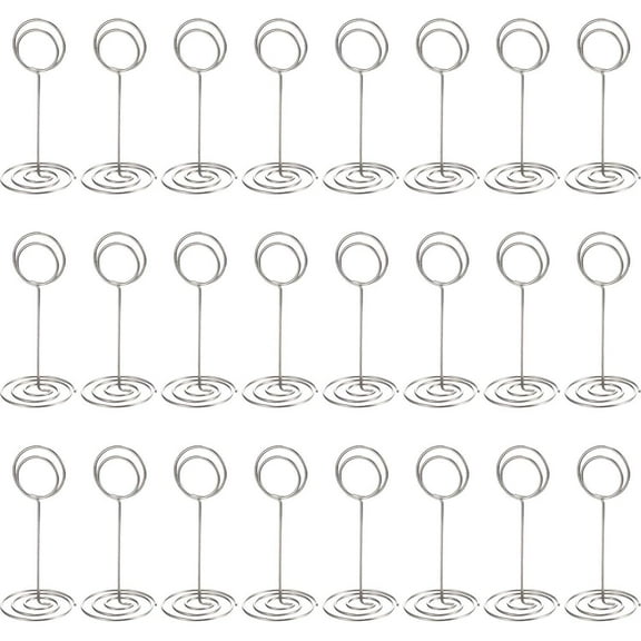 24 Pack Table Number Holder Wedding Table Name Card Holder Clips Picture Memo Note Photo Stand (Silver)