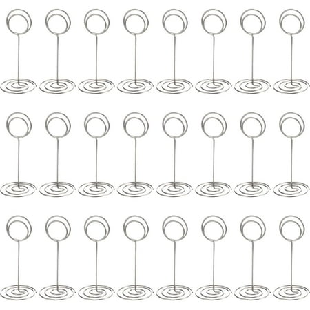 

24 Pack Table Number Holder Wedding Table Name Card Holder Clips Picture Memo Note Photo Stand (Silver)