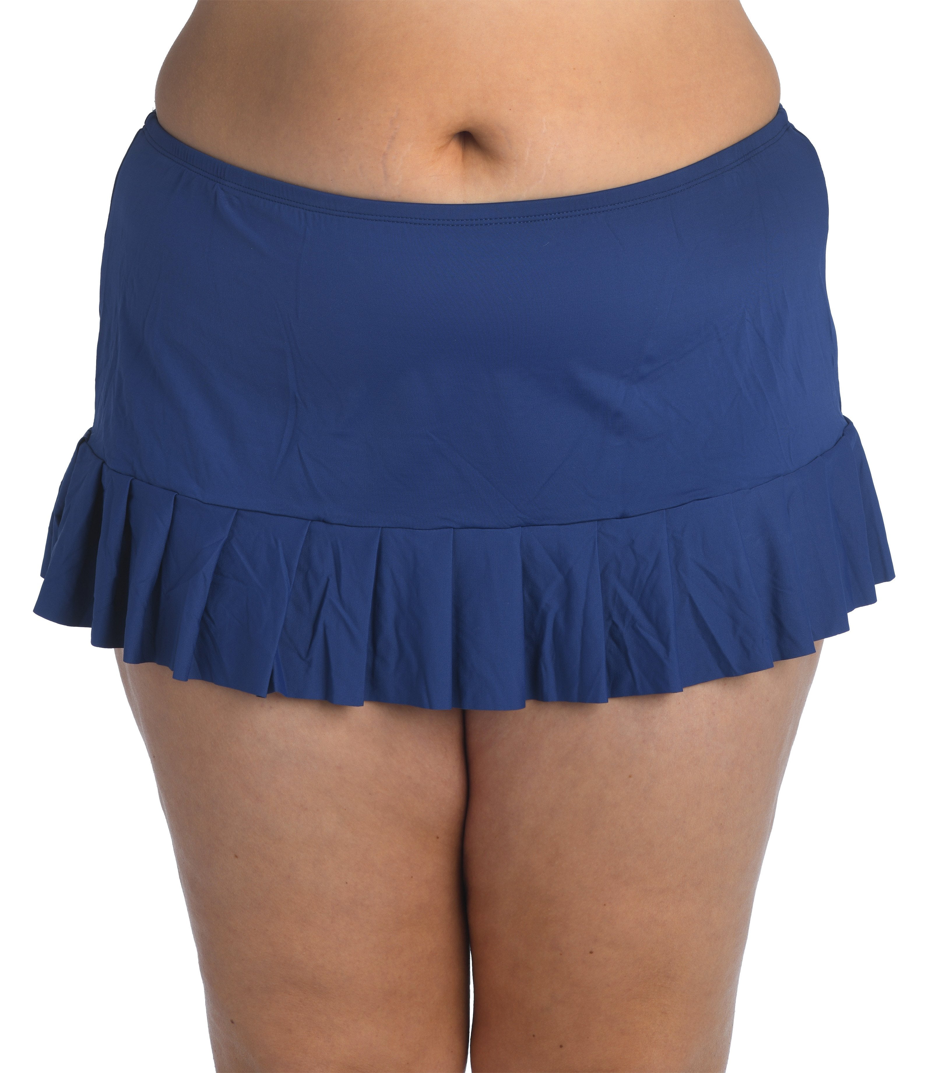 24th & Ocean Womens Plus Size Mid Waist Skirted Hipster Bikini Swimsuit Bottom 
