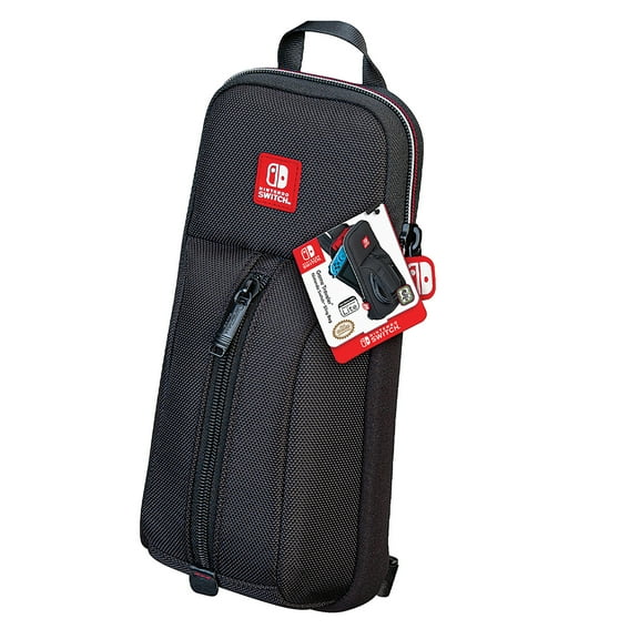 RDS Industries - Nintendo Switch, Black Video Game Traveler, Video Game Carrying Sling Bag with Game Card Case