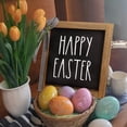 thumbnail image 6 of Happy Easter Sign, 6 Inch Wooden Black Easter Table Top Decorations for Home Indoor, Spring Wood Decorative Signage Plaque Tabletop Wall Art Tiered Tray Mantel Shelf Office Desk Rustic Decor, 6 of 7