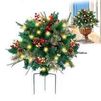 Bxaolu Holiday Planters, Holiday Planter Filler, Prelit Holiday Planter, Christmas Holiday Planter Filler Outdoor Decorations, Lighted Artificial Xmas Pine Trees with Tripod Stake (16", 1Pack)