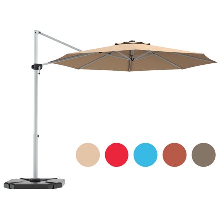 Gymax 11ft Patio Offset Hanging Cantilever Umbrella W 360 Tilt Base Beige Walmart Canada