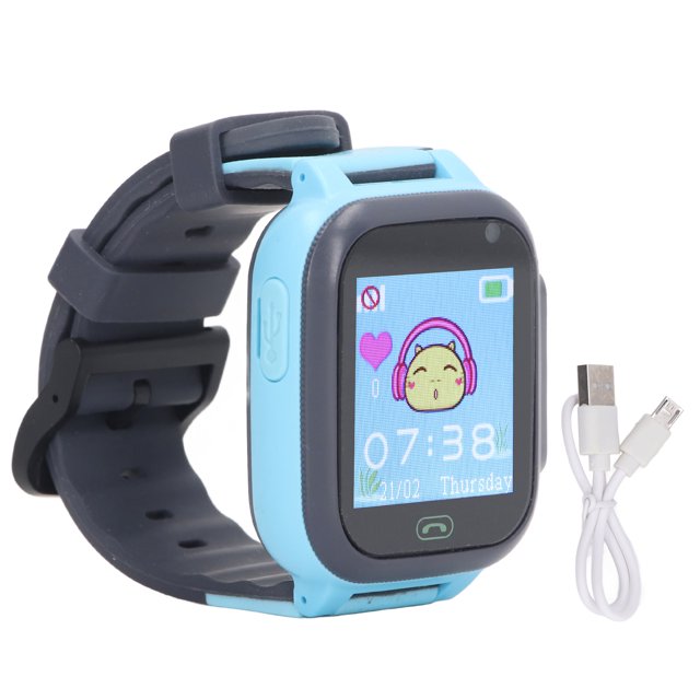 Reloj inteligente para niños Videollamada Cámara Alarma Linterna Pantalla táctil Reloj inteligente para uso en exteriores Azul