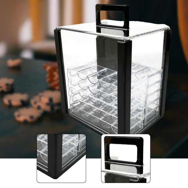 TISHITA Acrylic Chip Case Display Cabinet Large Capacity Games Accessories Container With 40mm Trays