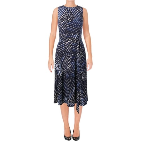Printed Slinky Jersey Dress - Lauren by Ralph Lauren Women's Belted Printed Jersey Dress
