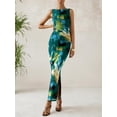 thumbnail image 2 of Vestido largo MASCOMODA ajustado de verano con estampado floral para mujer, 2 of 6