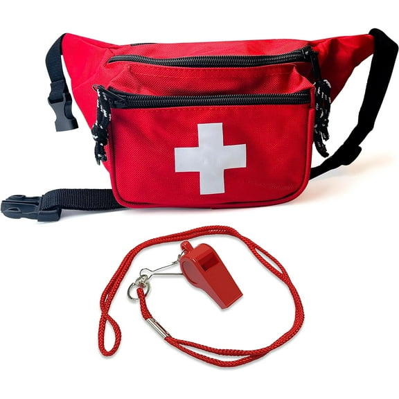 EMS XTRM Lifeguard Fanny Pack Red with Whistle Lanyard - 1 Pack