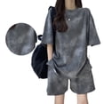 thumbnail image 2 of Conjunto de ropa deportiva para mujer Nikou elegante camiseta de manga corta pantalones cortos hasta la rodilla gris L, 2 of 15