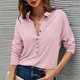 thumbnail image 4 of Ropa de primavera para mujer, camisetas con botones, camisetas de manga larga con cuello vuelto, camiseta informal de Color sólido, Camiseta holgada para oficina para mujer 2022, 4 of 5