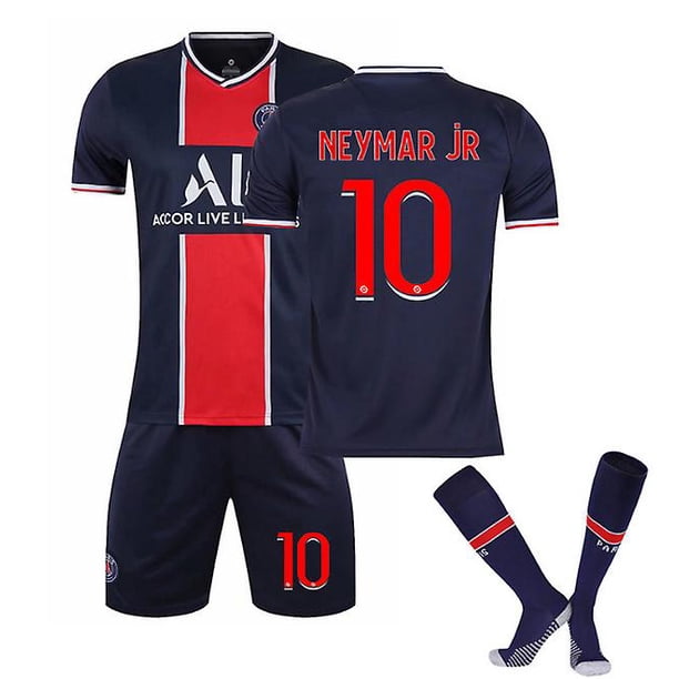 Nueva camiseta de fútbol para niños 2021/2022 7 # Mbappe 10 # Neymar Jr camisetas de fútbol traje azul marino pantalones cortos/calcetines conjunto-10 Bule-22 BmatwkZeng Bmatwe Jersey