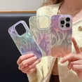 thumbnail image 2 of Gradient Feather Laser Curly Wavy Texture Aesthetic TPU Case Compatible with iPhone Case (iPhone 11,Purple-Blue), 2 of 7