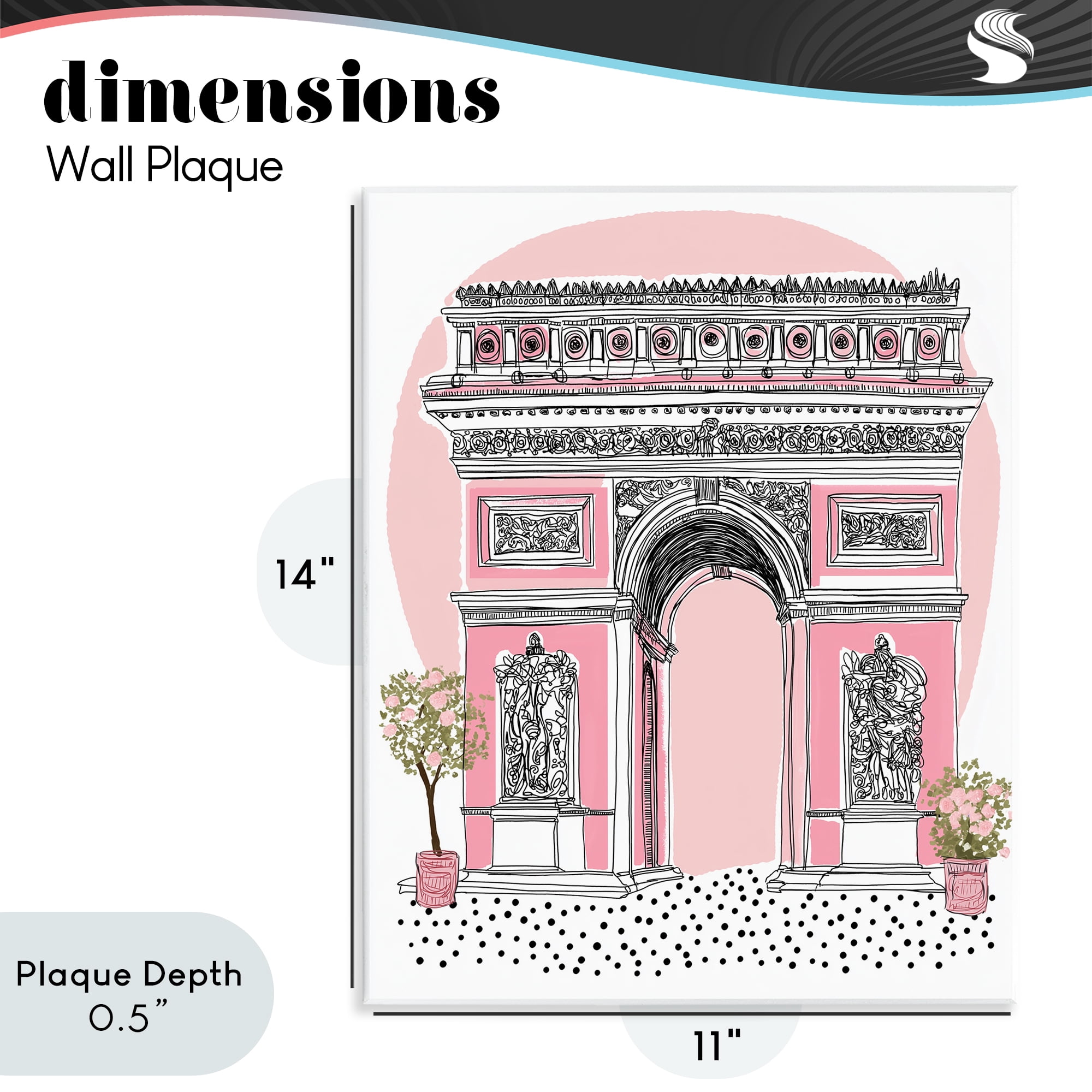 Stupell Industries Pink Neoclassical Archway Wall Plaque Art, design by Jess Stempel