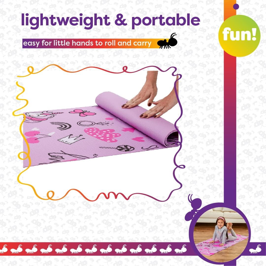 Antsy Pants Kids Yoga Mat - Yoga Mat for Kids, Yoga Mats for Home Workout, Travel Yoga Mat, Yoga Mat Non Slip, 60” x 24”, 3mm Free of Toxic Phthalates, Pink Unicorn