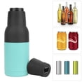 thumbnail image 2 of BIMZUC 3-in-1 Stainless Steel Vacuum Double Wall Beer Bottle Insulator and Can Cooler with Built-in Bottle Opener, Anti-Slip Base for 12oz Cans (354ml) & 17oz Flasks, Portable Drink Sleeve, Green, 2 of 9
