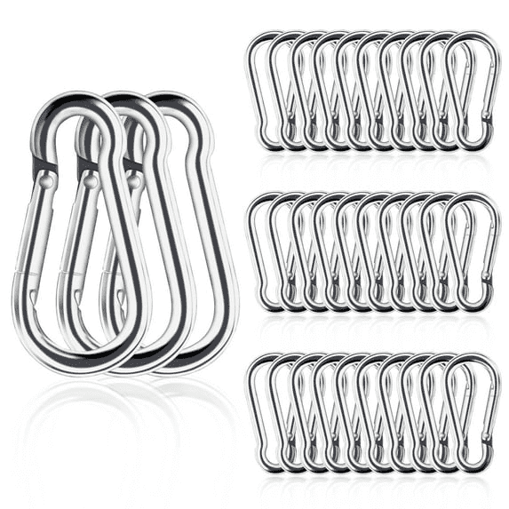 30 Pack 1.57 Inch M4 Stainless Steel Mini Carabiner Heavy Duty Spring Snap Clips For Keys Bags Fishing
