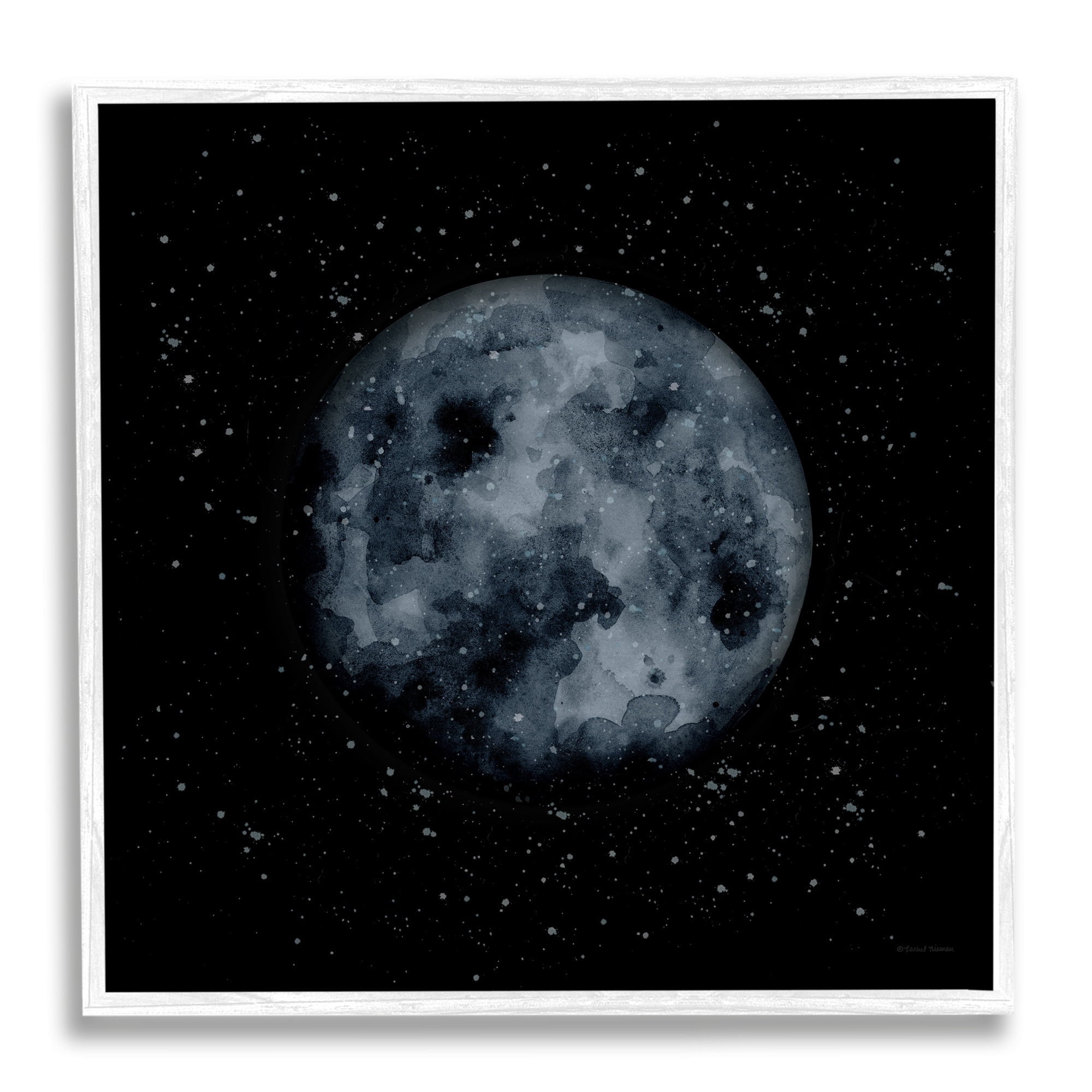 Stupell Industries Obscured Moon Dark Starry Galaxy Watercolor Effect Framed Wall Art, 12 x 12, Design by Rachel Nieman