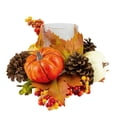 thumbnail image 2 of Northlight 10" Pumpkin, Berry and Pine Cone Fall Harvest Tealight Candle Holder, 2 of 3