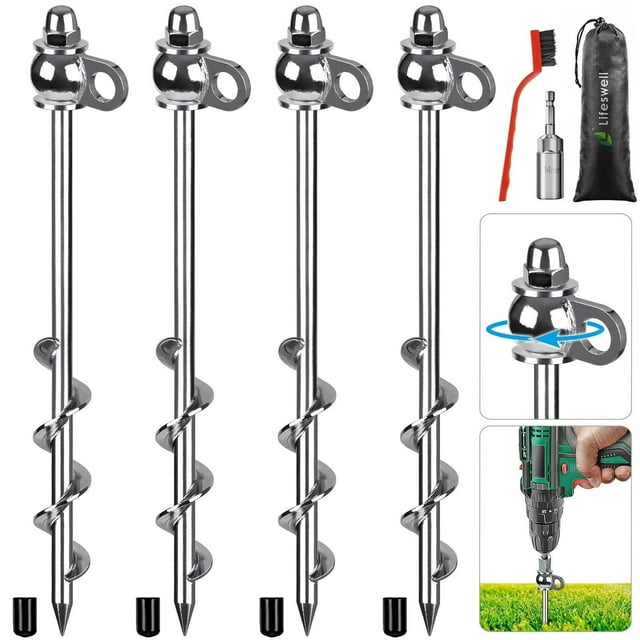 Anclajes para suelo Lifeswell 4 unidades, estacas para tienda de campaña de 30 cm, alta resistencia