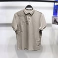thumbnail image 3 of Camisa tipo polo con bordado de hojas de bambú para hombre, novedad de verano de 2024, informal, de moda, de manga corta, 3 of 4