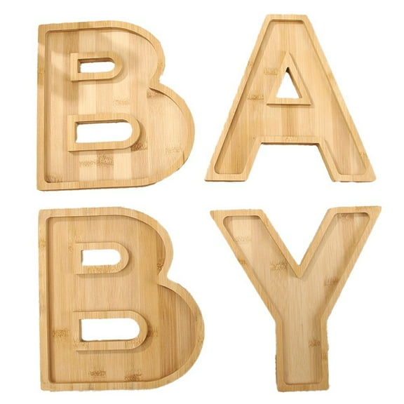 Dleadar 4Pcs Baby Charcuterie Board Letters-wood Serving Tray for Baby Shower Decoration Home Decor
