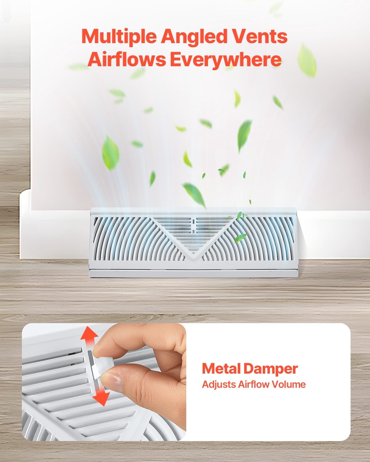 VEVOR 15-Inch Floor Registers,10-Pack Baseboard Registers, HVAC Heavy-Duty Walkable Iron Floor Vents, Rustproof Anti-Peeling Air Vents Deflector Adjustable with Metal Damper for Home & Office,White