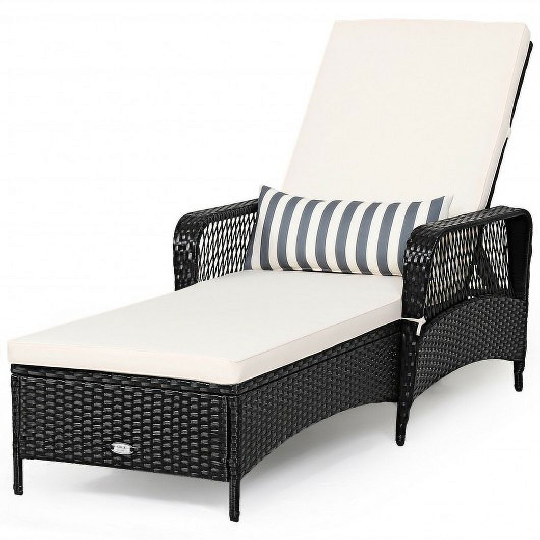 PE Rattan Armrest Chaise Lounge Chair with Adjustable Pillow - image 3 of 3