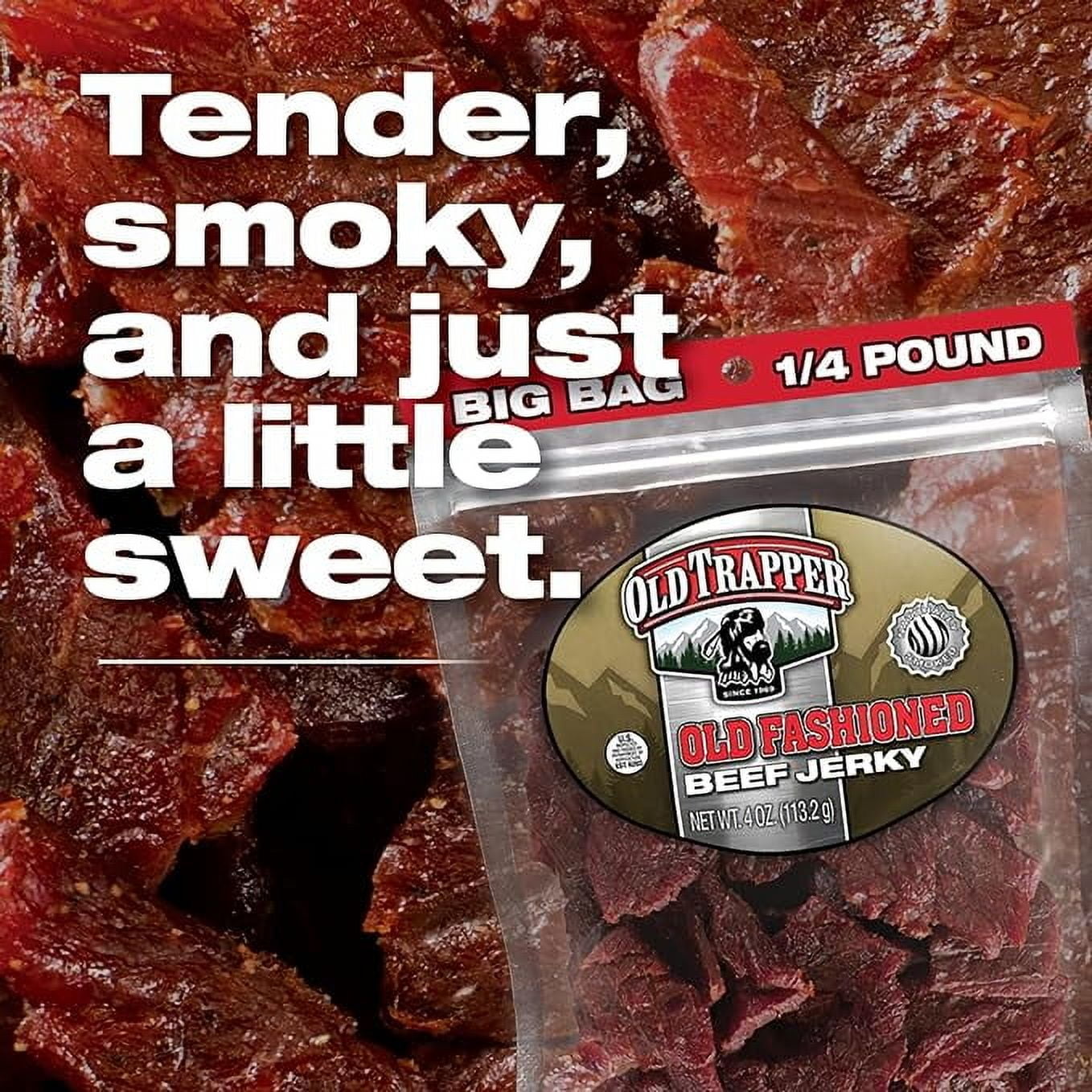 (3 pack) Old Trapper Beef Jerky, Old Fashioned Flavor, 4oz Resealable Package