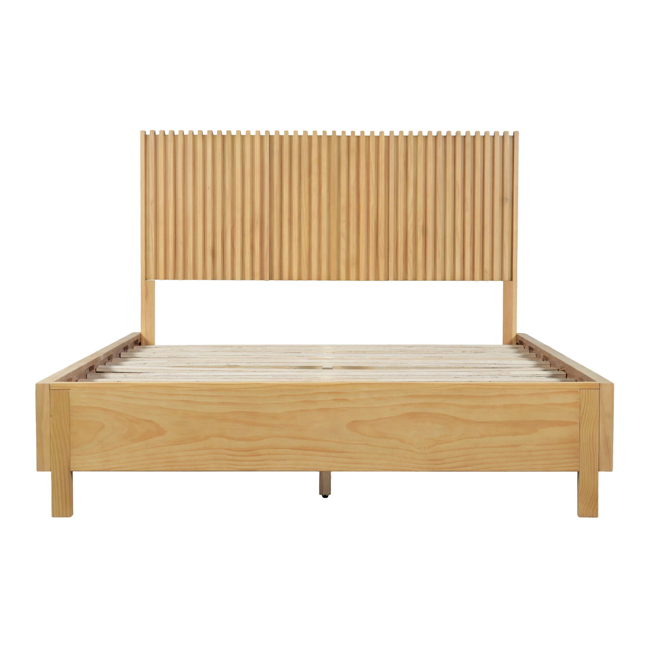Christopher Knight Home Queen Platform Bed with Slat Headboard, No Box Spring Required, Natural