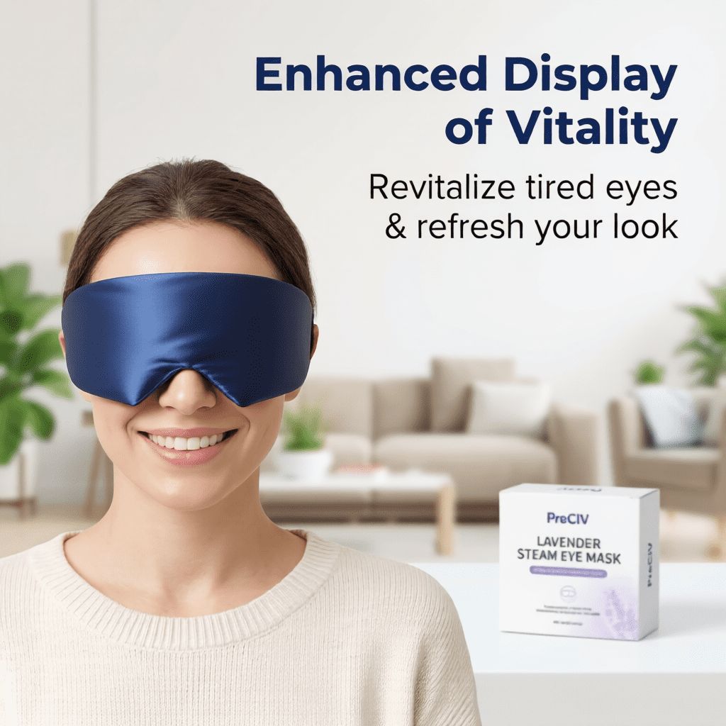 FACEMOON Heated Eye Mask – Warm Hot Eye Compress, Silk Sleep Mask for Travel/Office, Adjustable Heat & Timer, Washable Cover