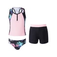 thumbnail image 3 of MSemis Kids Girls Front Zipper Tees Bikini Briefs and Short Bottoms Summer Beachwear, 3 of 4