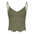 thumbnail image 5 of Mnyotv Summer Tanks for Women Lace Trim Ribbed Deep V Neck Crop Camisole For Women Sexy Slim Fit Sleeveless Tank Top Green XL, 5 of 5