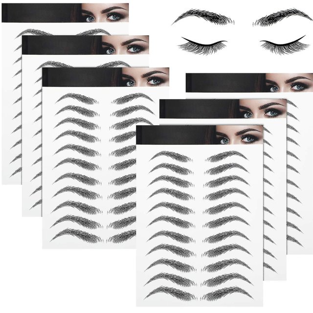 Etiquetas engomadas impermeables del tatuaje de la ceja de las cejas 4d para el maquillaje de las mujeres, 6pcs