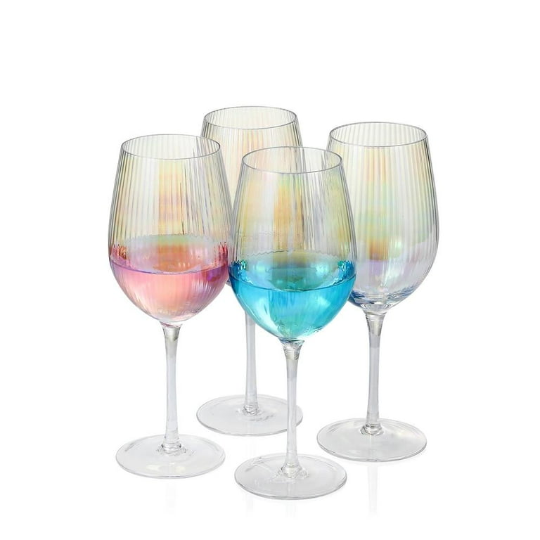 Iridescent Wine Glass set of 2/4/6, 19 oz Pretty Cute Cool Rainbow Colorful  Halloween Glassware - Set of 4