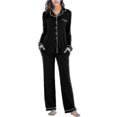 thumbnail image 1 of Women's Pajama Sets Lapel Soft Pajamas Long-sleeved Button-up Pajamas With Long Pants, 1 of 2