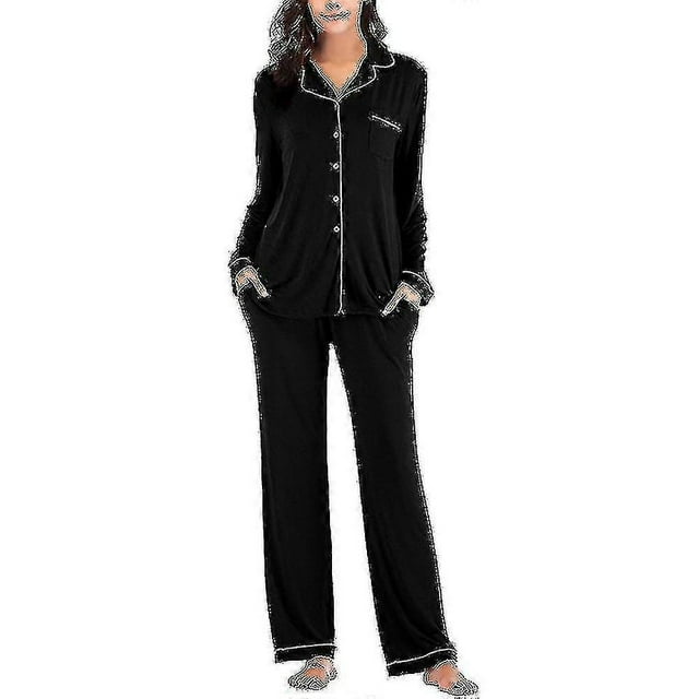 Women's Pajama Sets Lapel Soft Pajamas Long-sleeved Button-up Pajamas With Long Pants