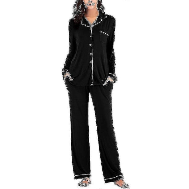 Women's Pajama Sets Lapel Soft Pajamas Long-sleeved Button-up Pajamas With Long Pants
