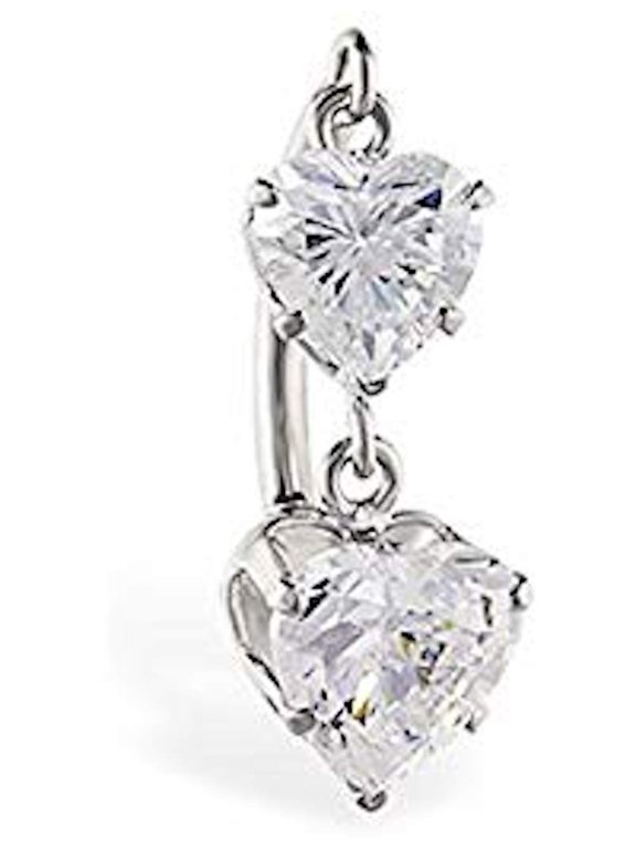 Flying Heart Upside Down Dangle Belly Ring 14G (1.6MM) #170 (1 Piece CLEAR ) 316L Surgical Steel Nickel Free