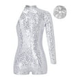 thumbnail image 2 of Miutii Kids Girls Sequins Gymnastics Leotard One Shoulder Short Jumpsuit Biketard Ballet Dance Unitard Outfits Silver 12, 2 of 6