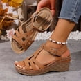 thumbnail image 6 of Wedge Sandals For Women Wide Width Comfortable Open Toe Ankle Strap Platform Low Heel Summer Casual Walking Shoes, 6 of 8