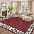 thumbnail image 1 of 10x13 Area Rugs for Living Room Washable Vintage Floral Pattern Large Bedroom Rugs Indoor Modern Geometric Bordered Rug Soft Non-Slip Under Table Carpet for Dining Room Apartment Office, Red, 1 of 9