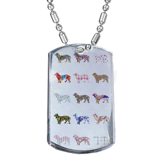 KuzmarK Silver Chrome Pendant Dog Tag Necklace - Daschund Dog Chrome Dog Tag Necklace