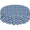 thumbnail image 1 of Round Tablecloth with Wave Lace 60 Inch, Blue Jeans Gingham Round Tablecloths Waterproof Resistant Durable Tablecloths Outdoor Tablecloth for Dining, Parties, Camping, 1 of 1