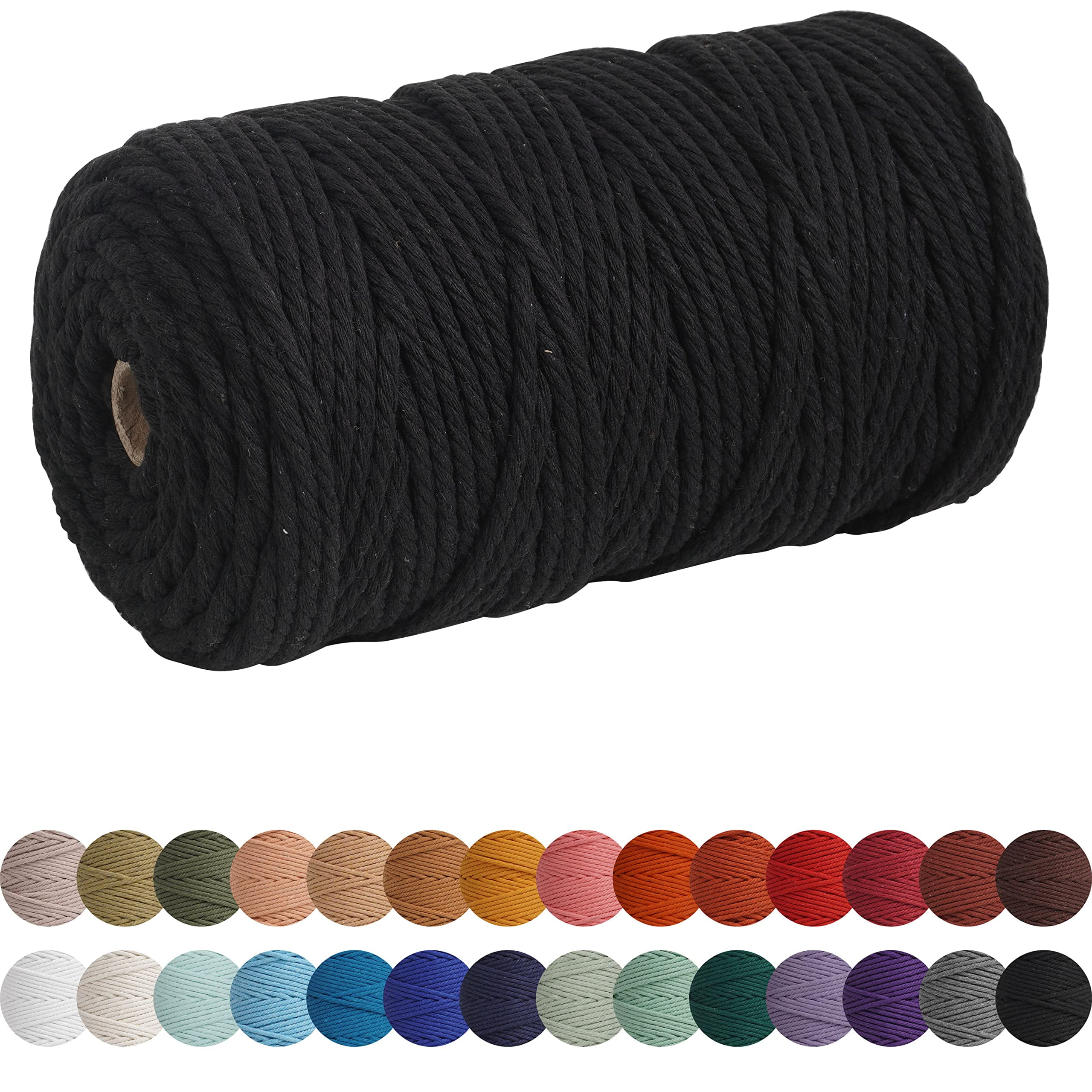 Gift Wrapping and Wedding Decorations Colored Natural Cotton Macrame Rope Macrame Cord 4mm x 109Yards Gray 3 Strands Twisted Macrame Cotton Cord for Wall Hanging Crafts Plant Hangers 