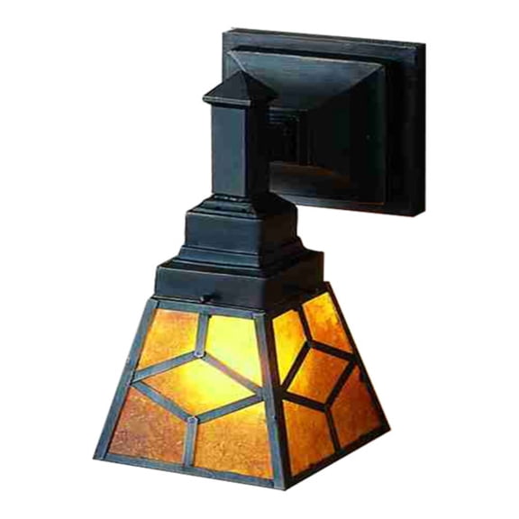 Meyda Tiffany 5" Amber Mission stlye 1-Light Wall Sconce, Mahogany Bronze