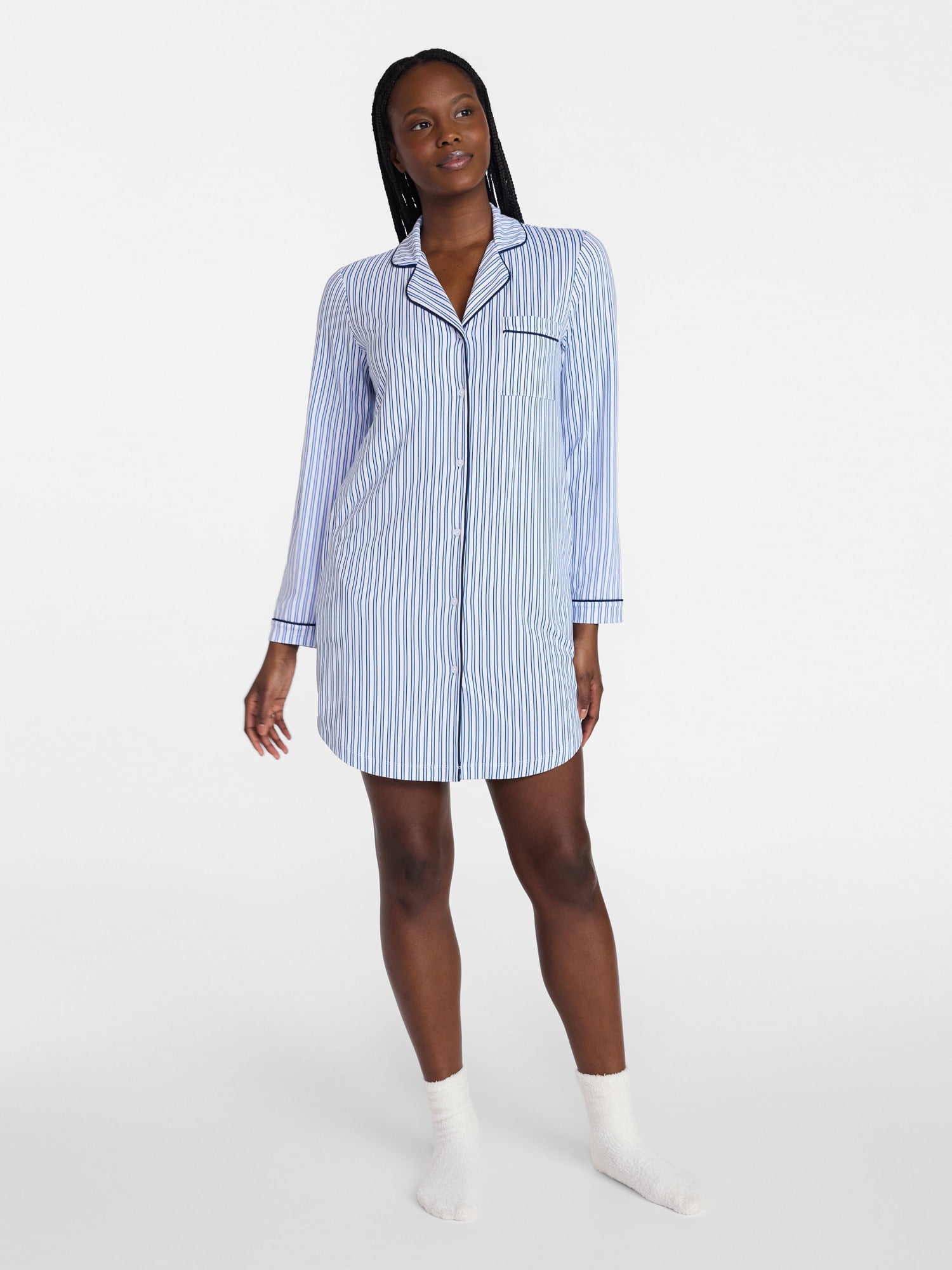 Joyspun Women's Dreamy Soft Collection Long Sleeve Sleepshirt, Sizes S-4X