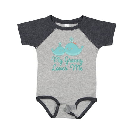 

Inktastic Granny Loves Me Whale Grandchild Gift Baby Boy or Baby Girl Bodysuit
